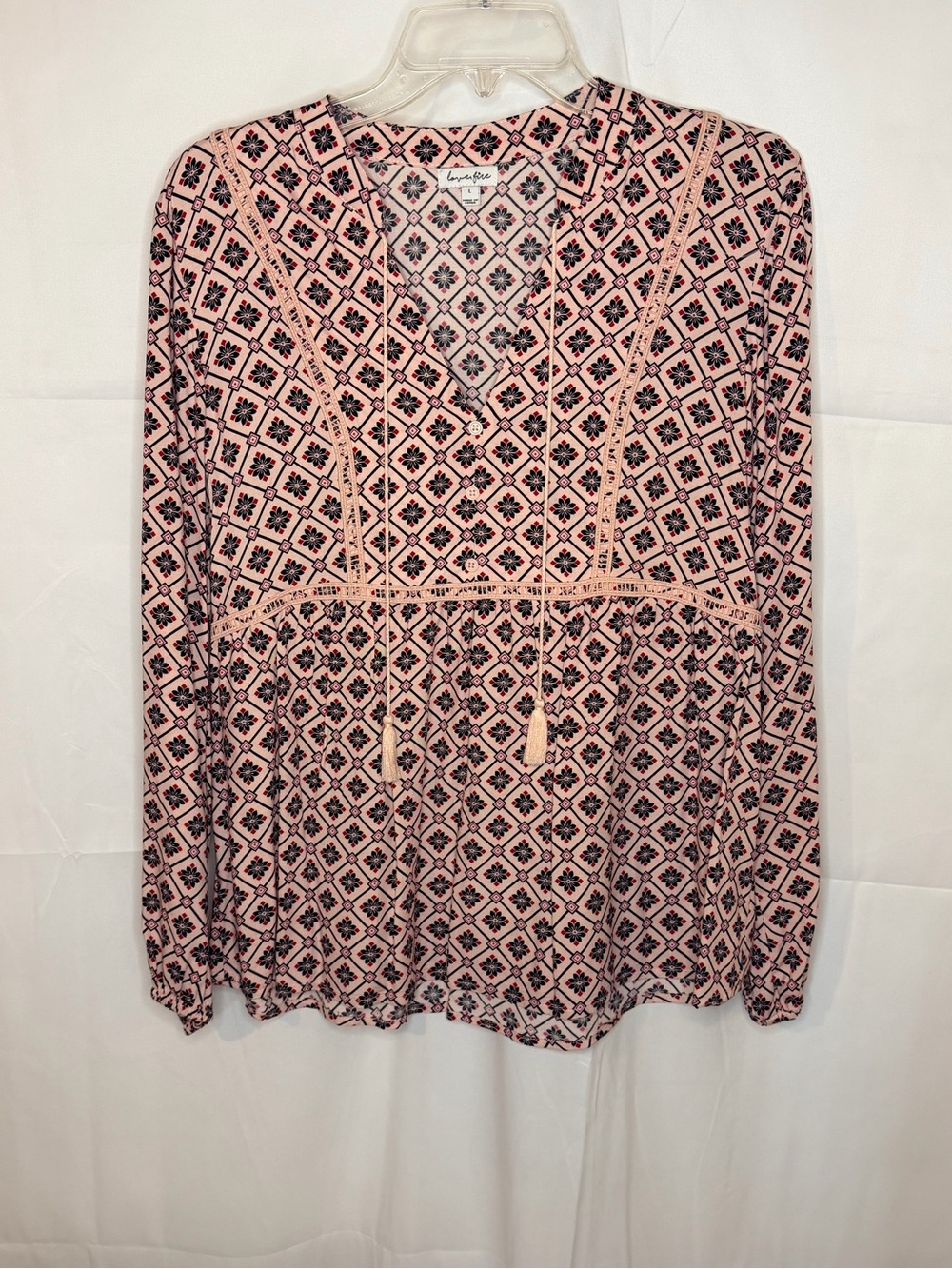 love.fire Pink and Black Floral Geometric Top